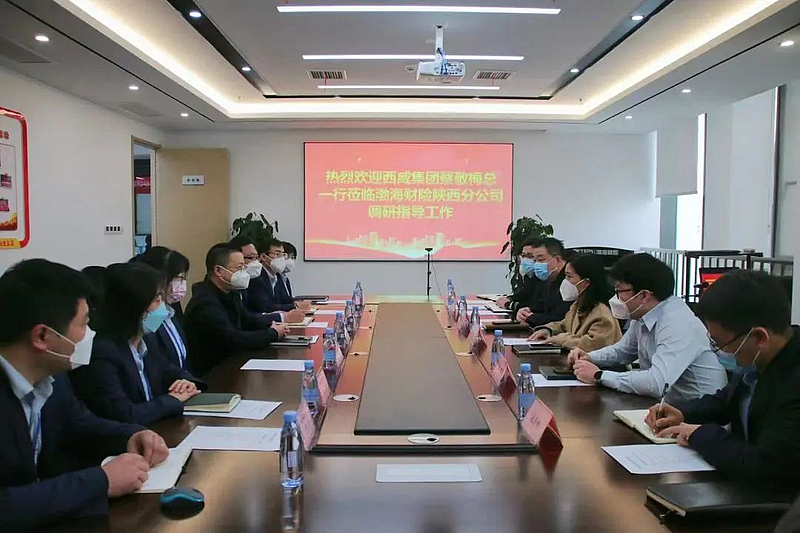 西咸集团董事、副总经理蔡敬梅带队赴渤海财险交流座谈